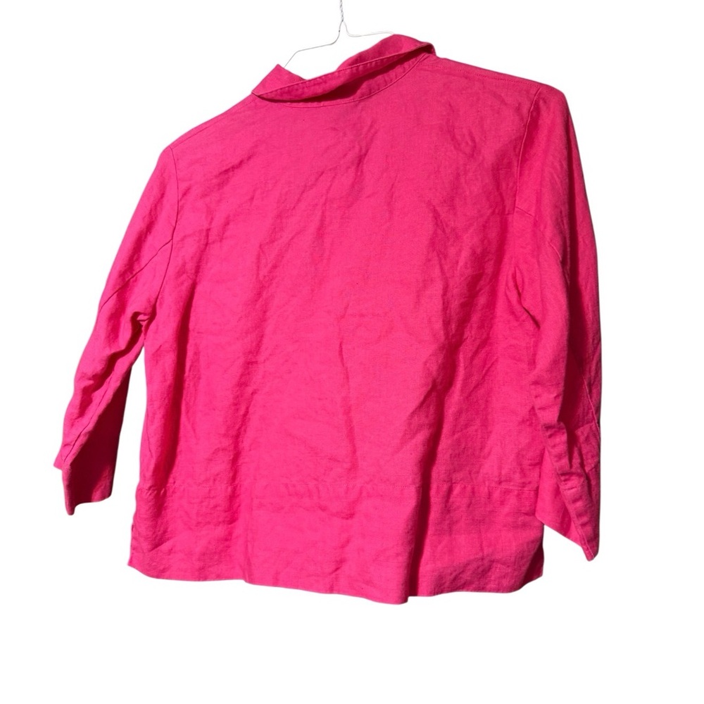 Westbound Petites PM 100% Linen Pink Button Front Blouse Petite Medium - Picture 2 of 2